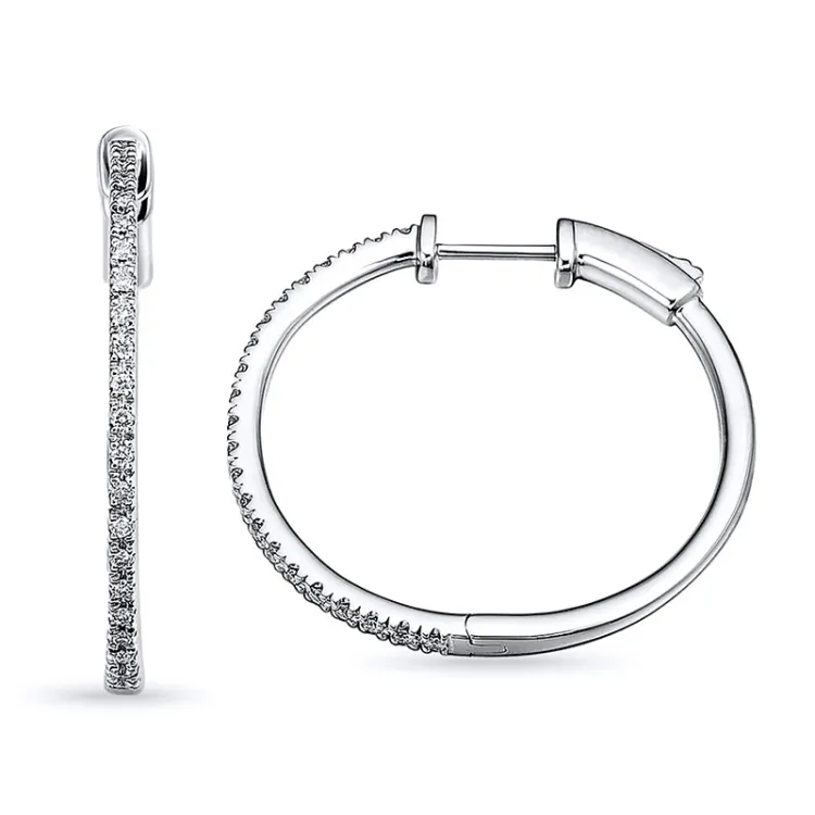 28 mm diamant creol i 14 karat vitguld med diamant 