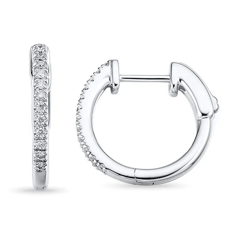 15 mm diamant creol i 14 karat vitguld med diamant