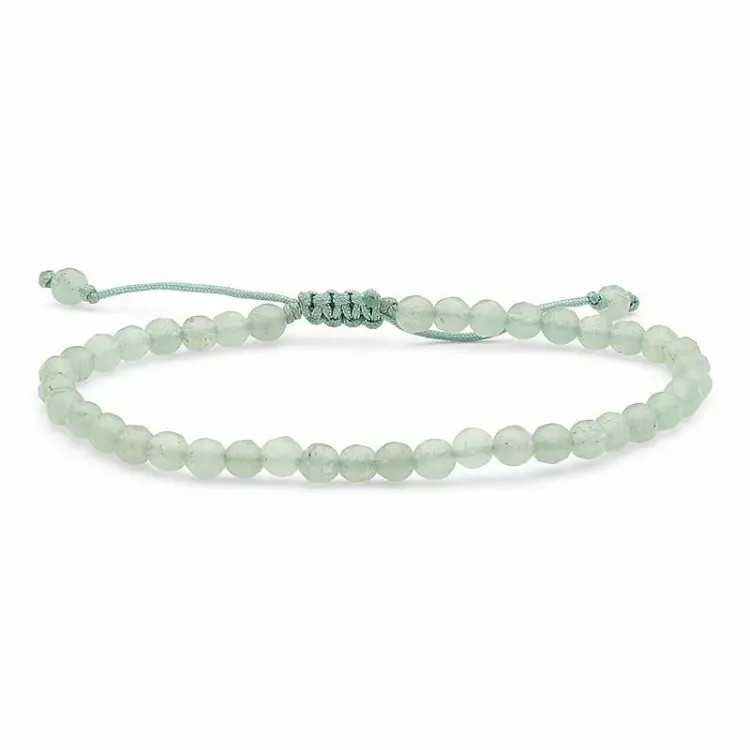 grön aventurin armband i silkes snöre 17 cm plua 3 cm x 4,1 mm - Loom Stones