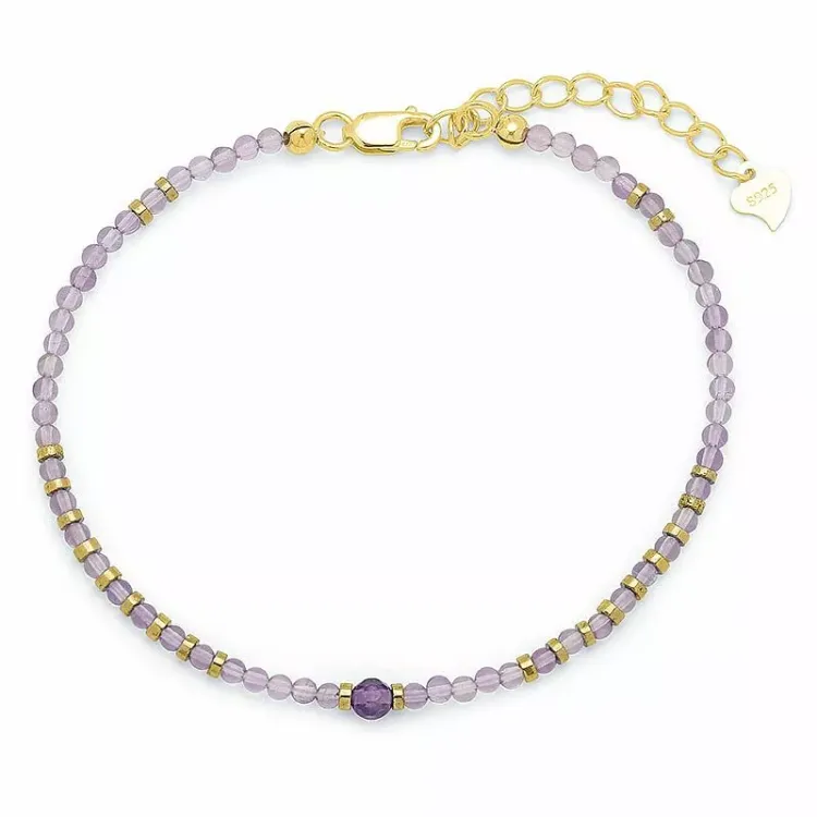 sten armband med ametist og hematite - Loom Stones