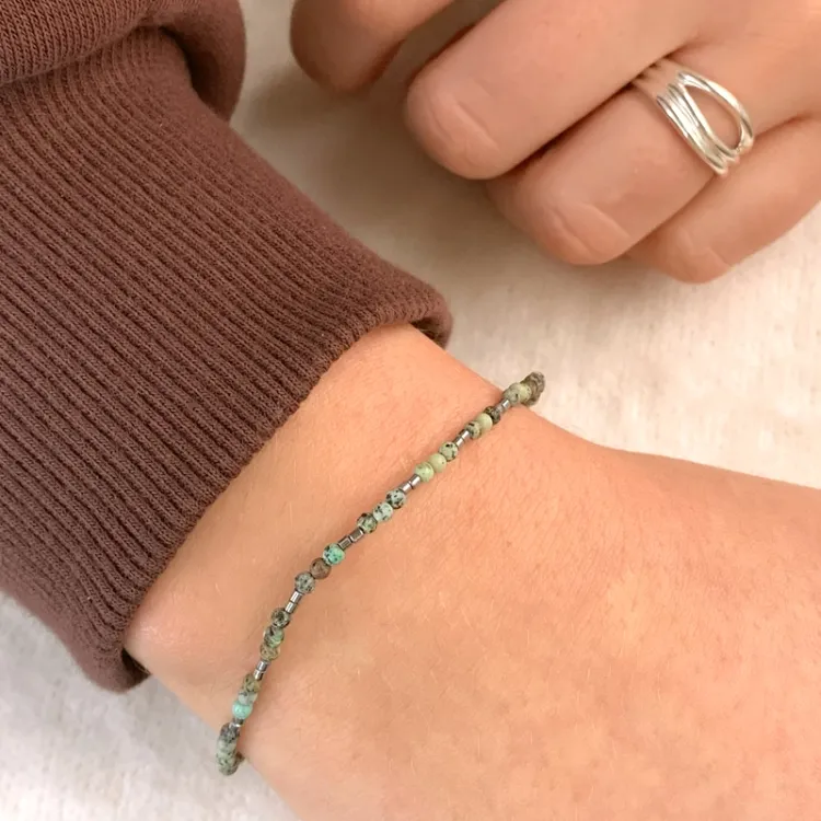 armband med sten og hematite - Loom Stones