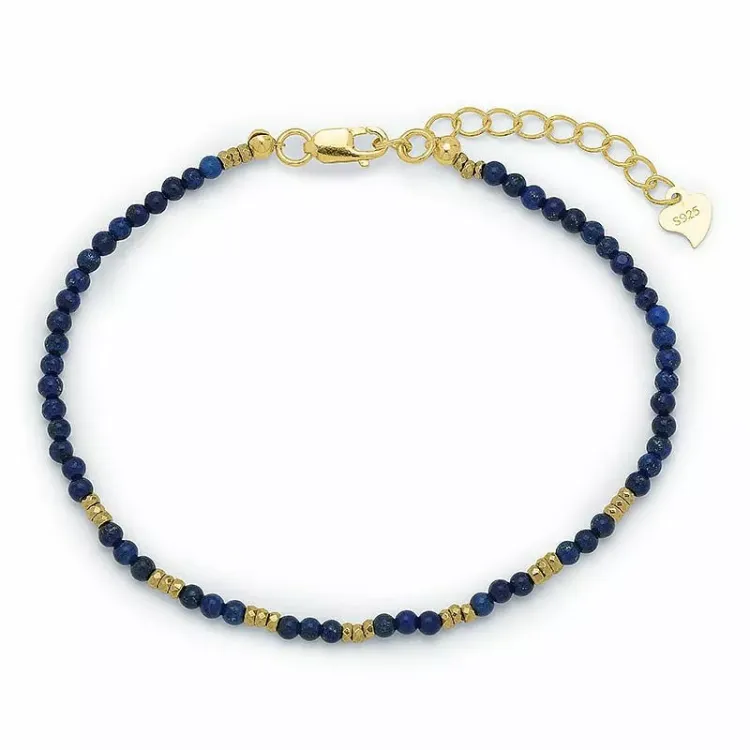 elegant mörkblå armband med lapis og hematite - Loom Stones