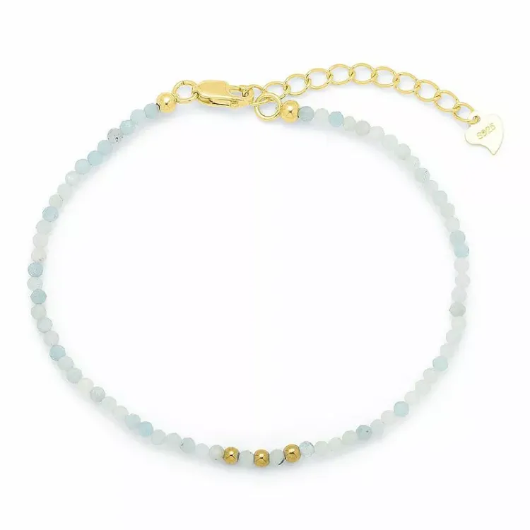 armband med akvamarin og hematite - Loom Stones