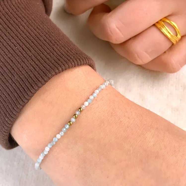 armband med akvamarin og hematite - Loom Stones
