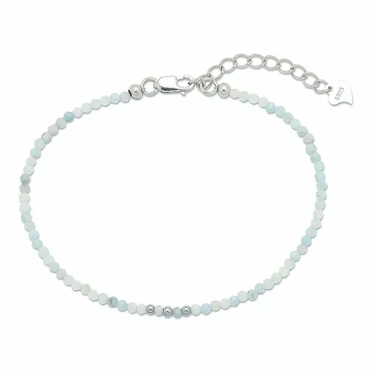 armband med akvamarin og 3 hematite - Loom Stones