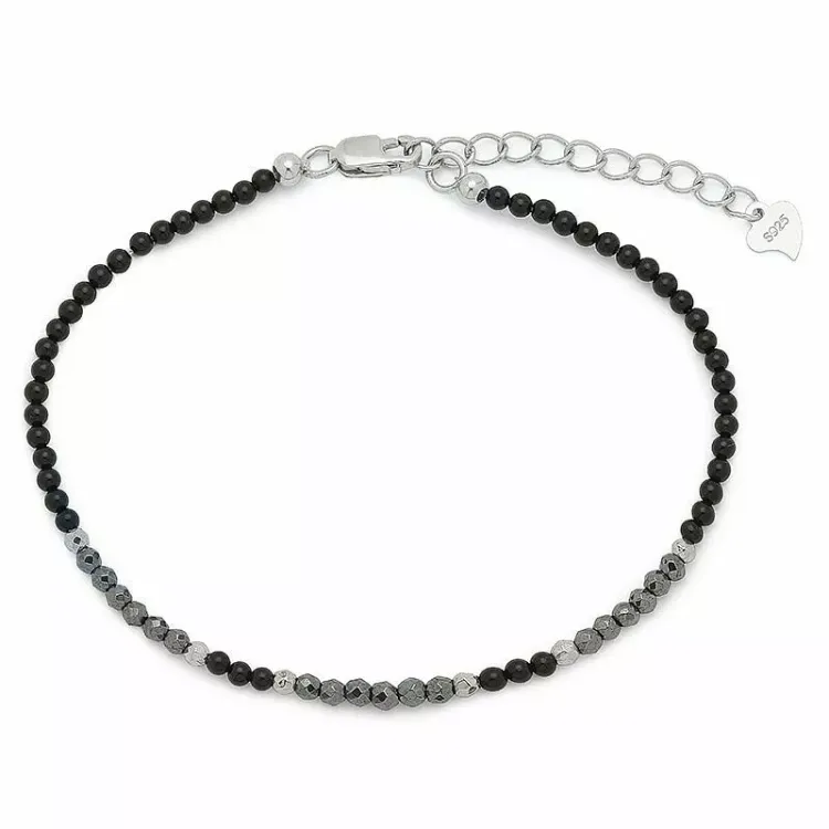armband med onyxer og hematite - Loom Stones