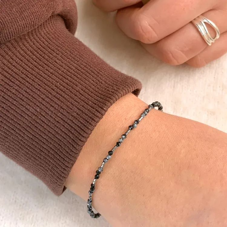 armband med obsidian og hematite - Loom Stones