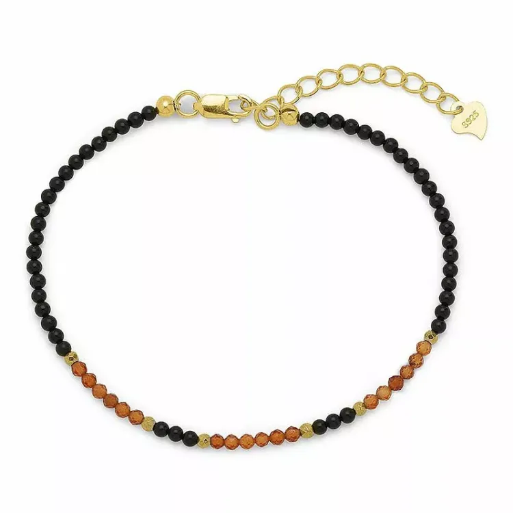 elegant armband med onyxer og granat og hematite - Loom Stones