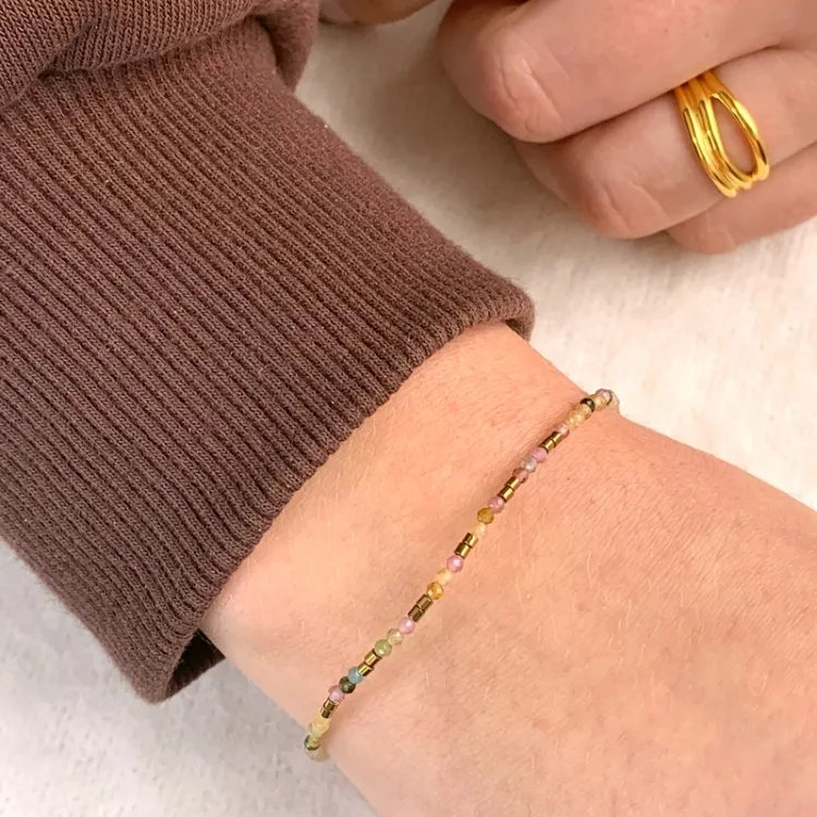sten armband med turmalin og hematite - Loom Stones