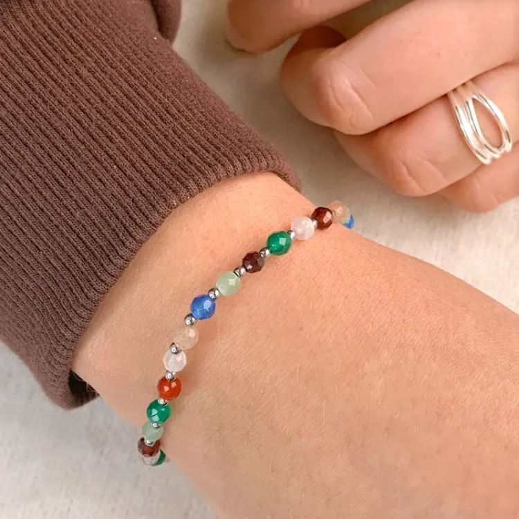 armband med hematite og sten - Loom Stones