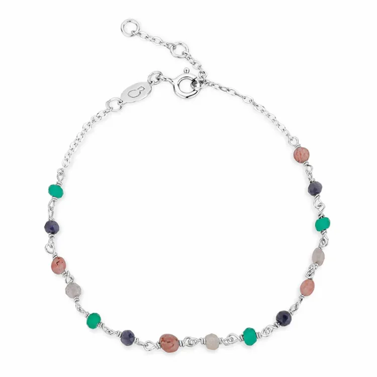 multifärgat armband i silver 17 plus 2 cm x 3,1 mm - Loom Stones