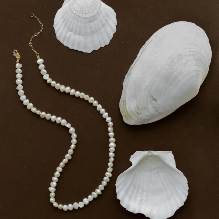 6 mm halsband med sötvattenspärlor