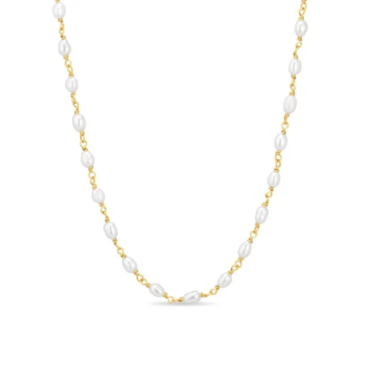 3 mm halsband med sötvattenspärlor