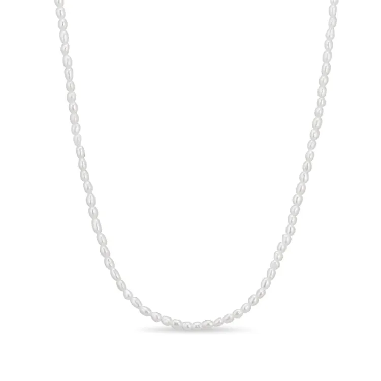 2 mm halsband med sötvattenspärlor