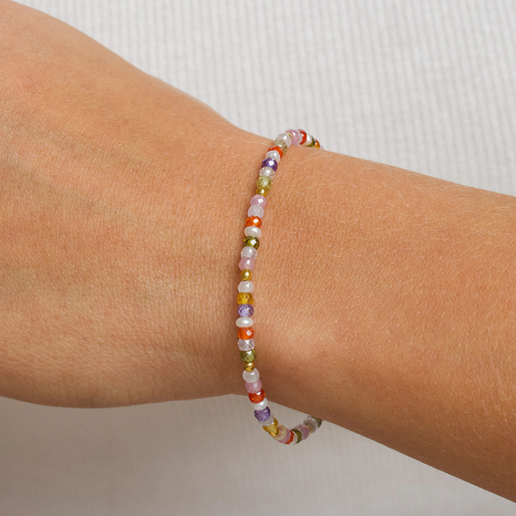 multifärgade sten armband med sötvattenspärlor - Loom Stones