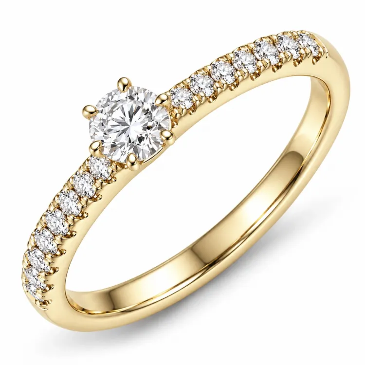 lab grown diamant ring i 9 karat guld 0,30 ct 0,15 ct