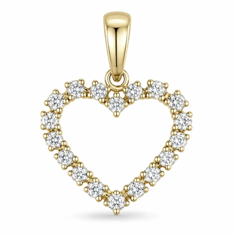 hjärta lab grown diamant hängen i 9 carat guld 0,40 ct