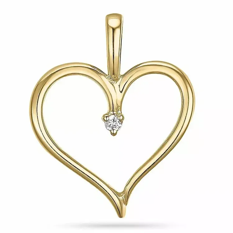 hjärta lab grown diamant hängen i 9 carat guld 0,01 ct
