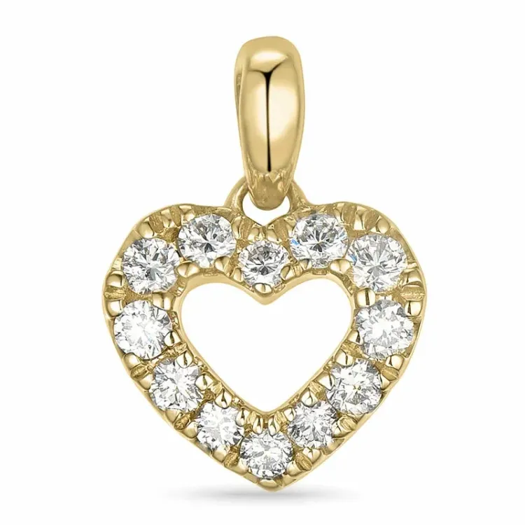 hjärta lab grown diamant hängen i 9 carat guld 0,21 ct