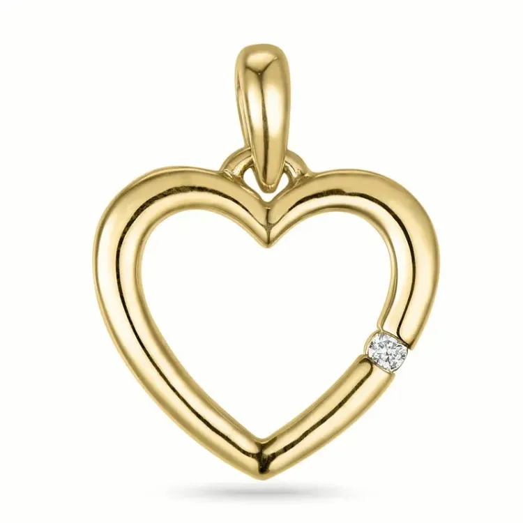 hjärta lab grown diamant hängen i 9 carat guld 0,01 ct