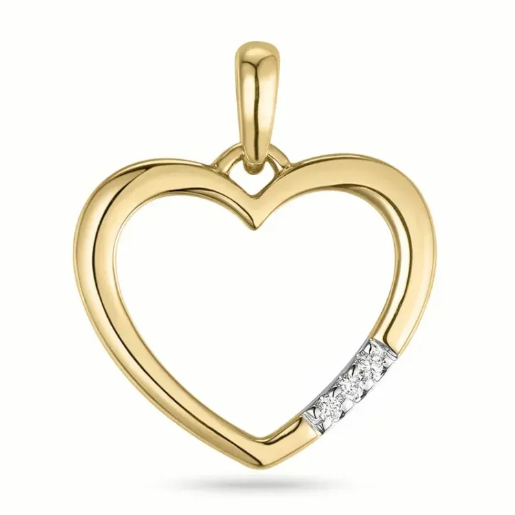 hjärta lab grown diamant hängen i 9 carat guld 0,02 ct