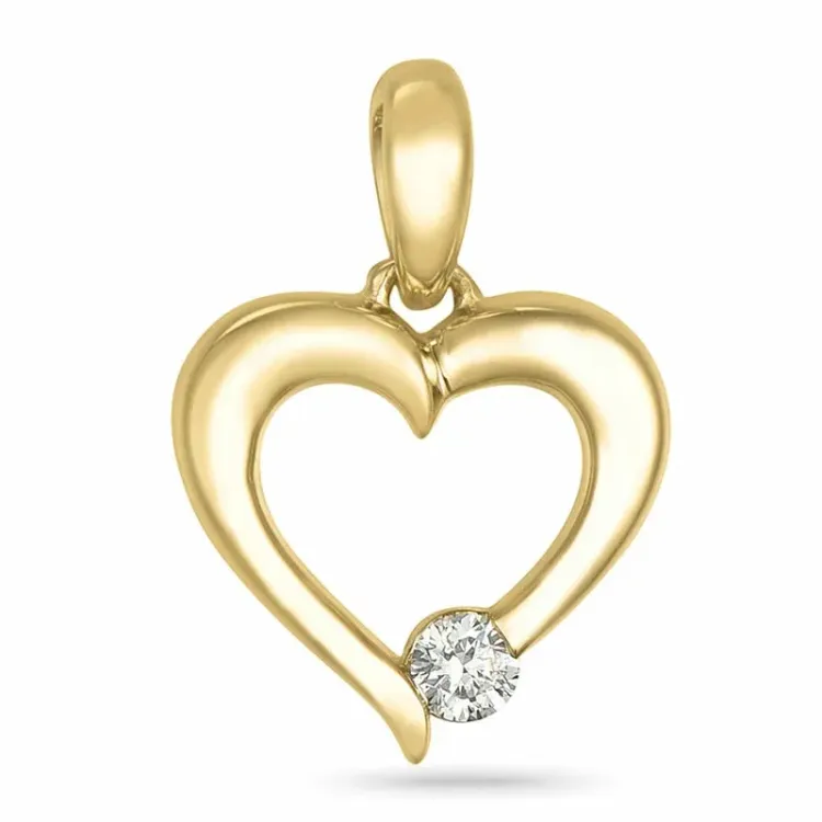 hjärta lab grown diamant hängen i 9 carat guld 0,04 ct