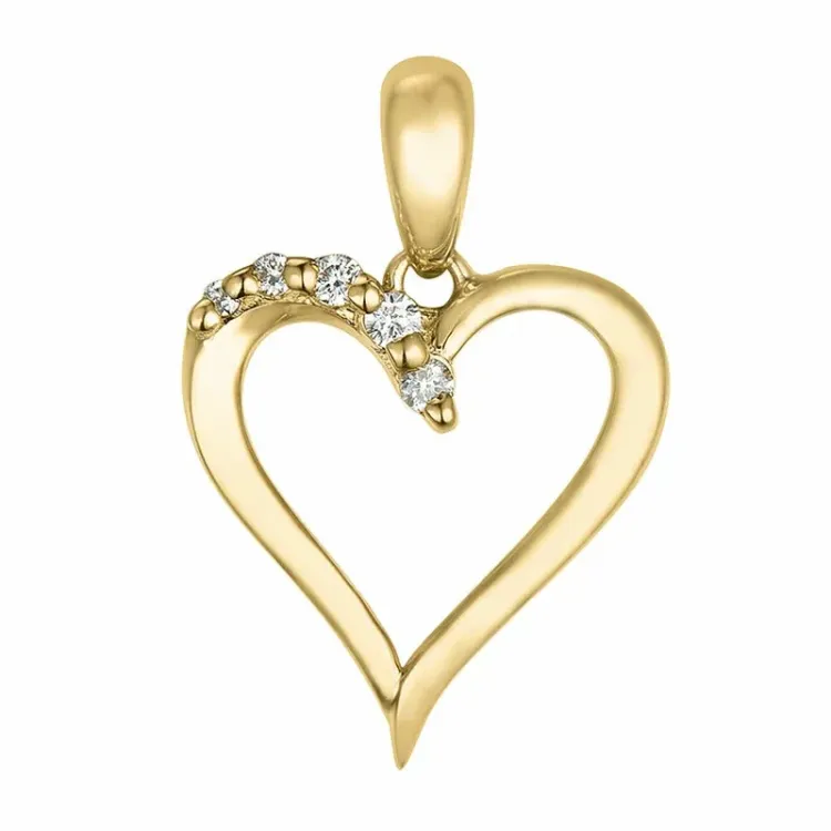 hjärta lab grown diamant hängen i 9 carat guld 0,05 ct