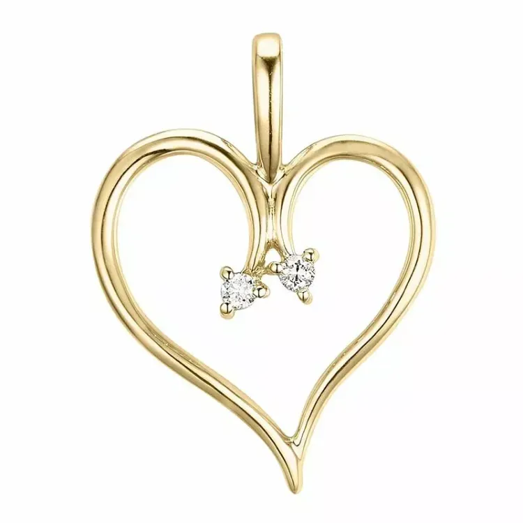 hjärta lab grown diamant hängen i 9 carat guld 0,04 ct