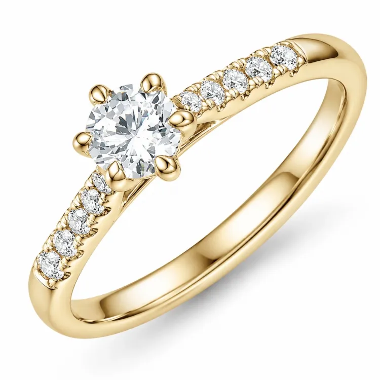 lab grown diamant ring i 9 karat guld 0,40 ct 0,14 ct