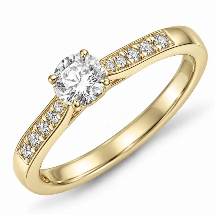 lab grown diamant ring i 9 karat guld 0,40 ct 0,10 ct