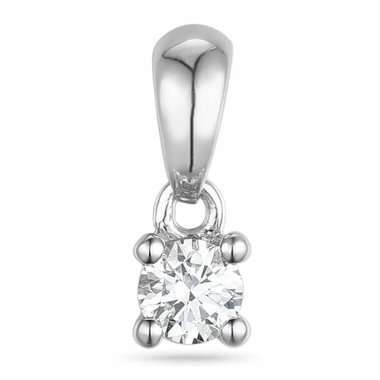 0,10 ct lab grown diamant solitärberlock i 9 carat vitguld 0,10 ct