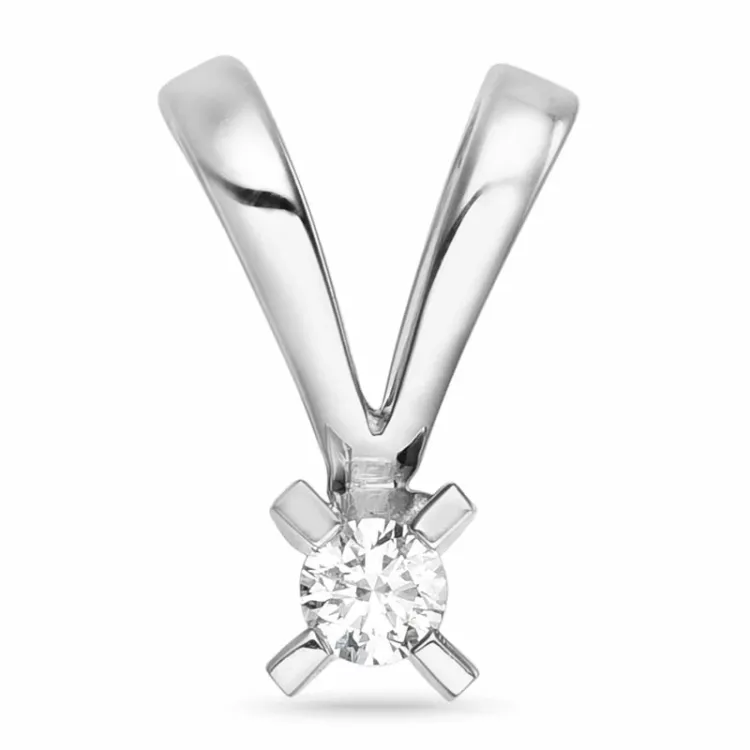 0,05 ct lab grown diamant solitärberlock i 9 carat vitguld 0,05 ct