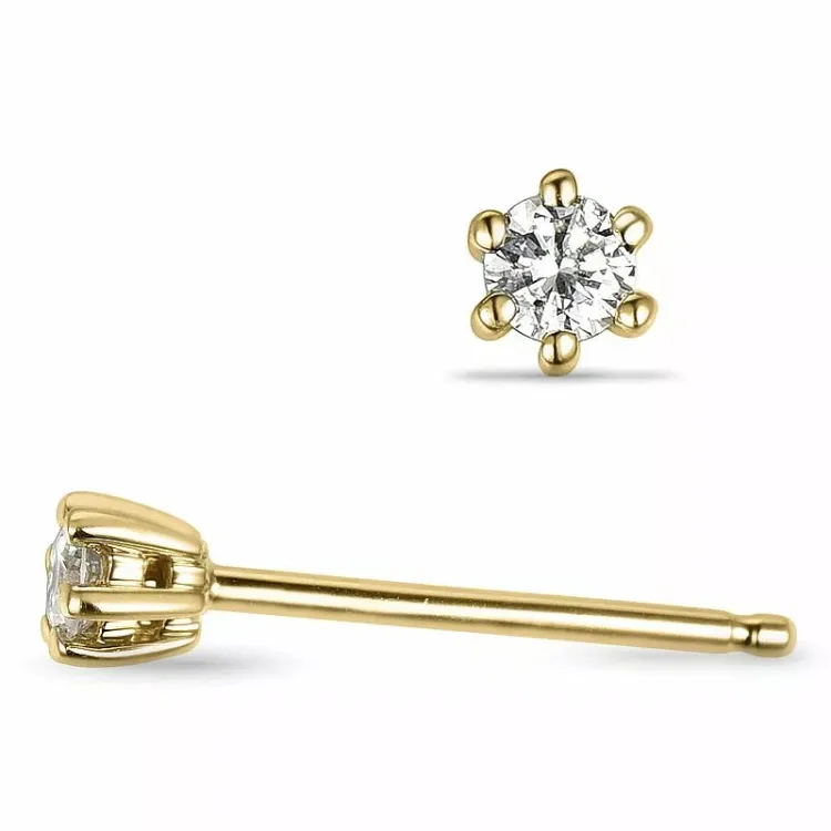 2 x 0,05 ct lab grown diamant bebis solitäreörhängestift i 9 karat guld med lab grown diamant 