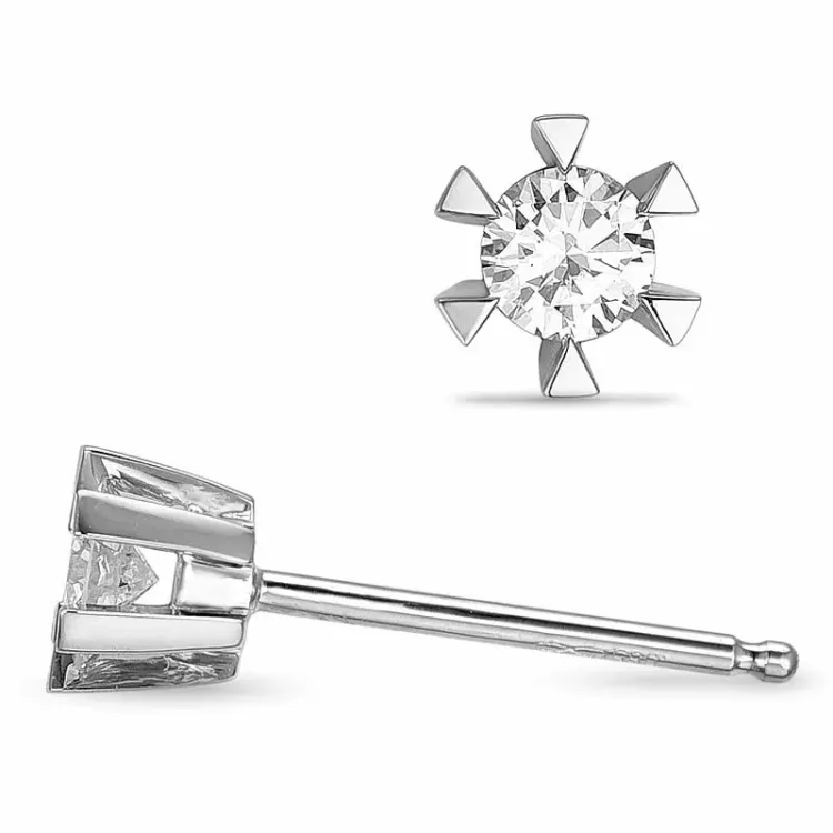 2 x 0,10 ct lab grown diamant solitäreörhängestift i 9 karat vitguld med lab grown diamant 
