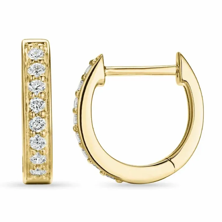 12 mm lab grown diamant creol i 9 karat guld med lab grown diamant 