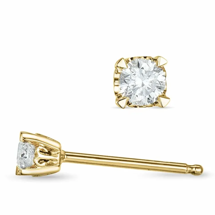 2 x 0,10 ct lab grown diamant solitäreörhängestift i 9 karat guld med lab grown diamant 