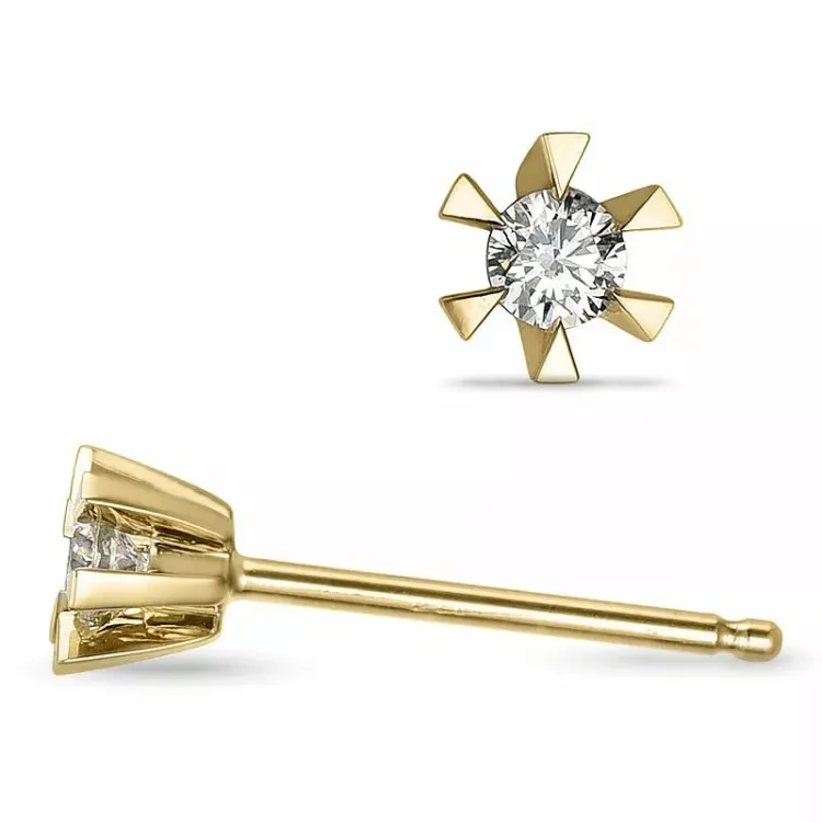 2 x 0,06 ct lab grown diamant solitäreörhängestift i 9 karat guld med lab grown diamant 