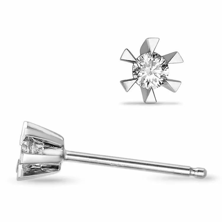 2 x 0,05 ct lab grown diamant solitäreörhängestift i 9 karat vitguld med lab grown diamant 