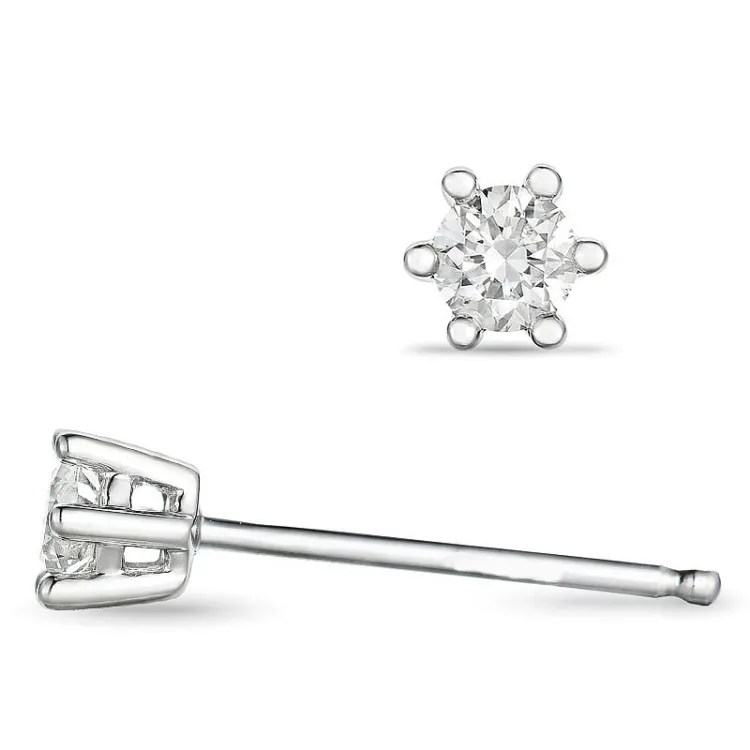 2 x 0,10 ct lab grown diamant solitäreörhängestift i 9 karat vitguld med lab grown diamant 