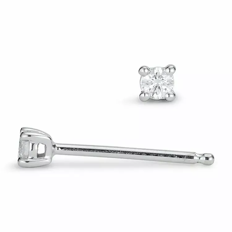 2 x 0,04 ct lab grown diamant solitäreörhängestift i 9 karat vitguld med lab grown diamant 