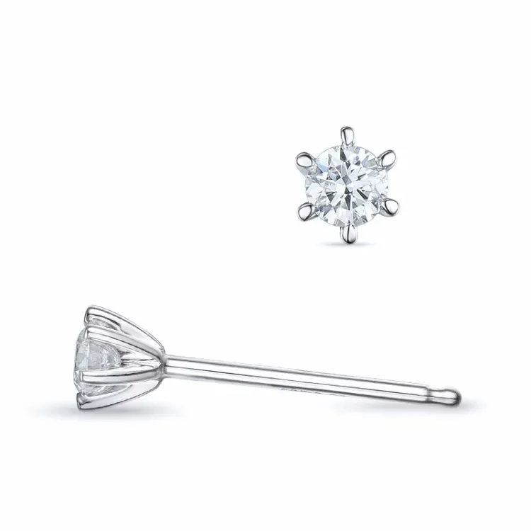 2 x 0,08 ct lab grown diamant solitäreörhängestift i 9 karat vitguld med lab grown diamant 