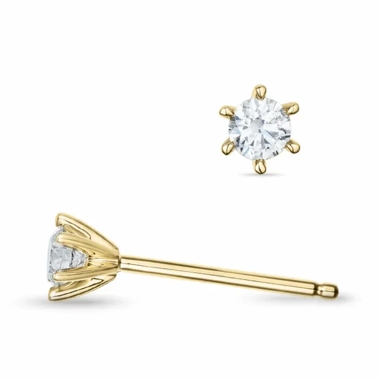 2 x 0,11 ct lab grown diamant solitäreörhängestift i 9 karat guld med lab grown diamant 