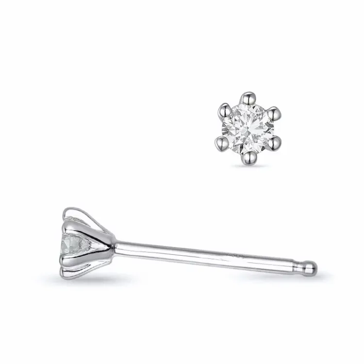 2 x 0,08 ct lab grown diamant solitäreörhängestift i 9 karat vitguld med lab grown diamant 