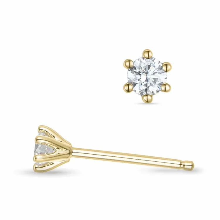 2 x 0,10 ct lab grown diamant solitäreörhängestift i 9 karat guld med lab grown diamant 