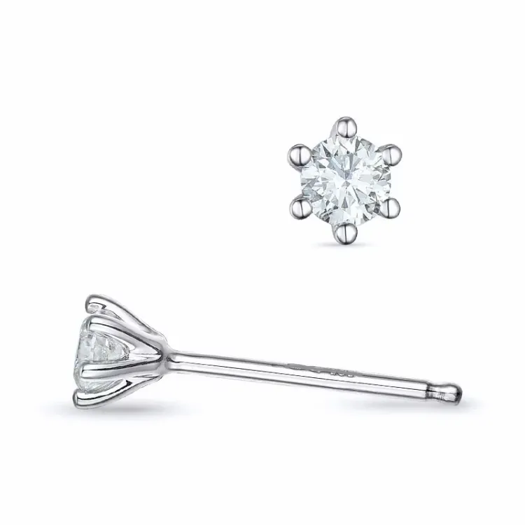 2 x 0,10 ct lab grown diamant solitäreörhängestift i 9 karat vitguld med lab grown diamant 