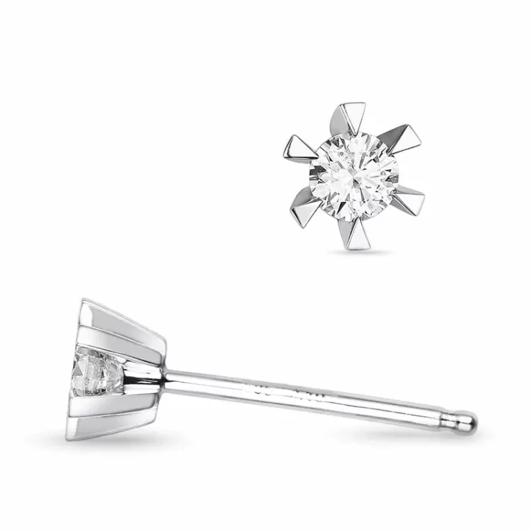 2 x 0,10 ct lab grown diamant solitäreörhängestift i 9 karat vitguld med lab grown diamant 