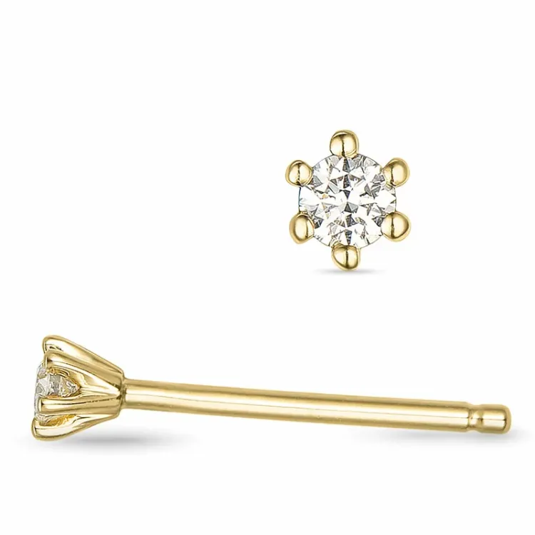 2 x 0,03 ct lab grown diamant solitäreörhängestift i 9 karat guld med lab grown diamant 