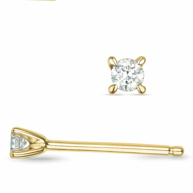 2 x 0,03 ct lab grown diamant solitäreörhängestift i 9 karat guld med lab grown diamant 