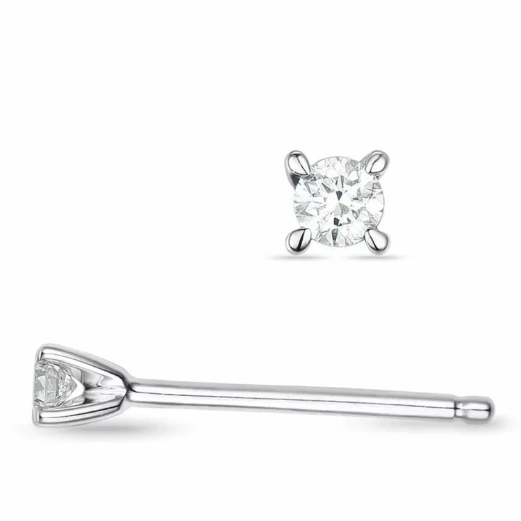 2 x 0,03 ct lab grown diamant solitäreörhängestift i 9 karat vitguld med lab grown diamant 