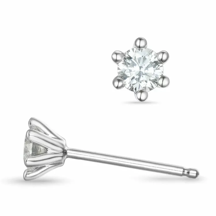 2 x 0,20 ct lab grown diamant solitäreörhängestift i 9 karat vitguld med lab grown diamant 